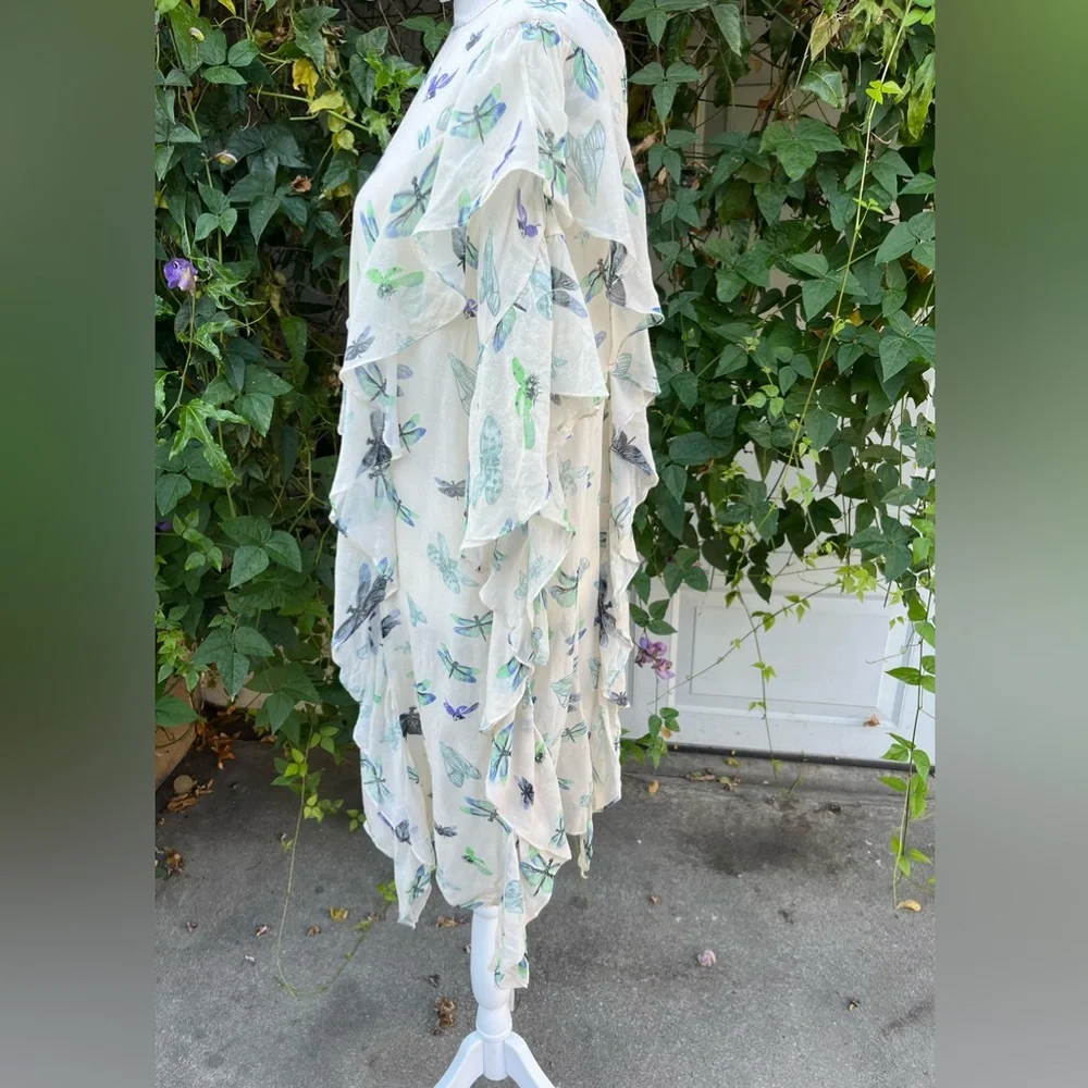 Women 's BCBGMaxAzria sheer ruffle midi dress L - Picture 2 of 4